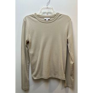Topshop slim women’s long sleeve tan cotton pullover top size Medium #6-1523